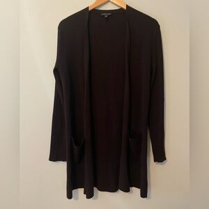 Eileen Fisher 100% Wool Cardigan Dark Brown Size Small